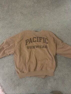Pacific Sunwear Crewneck Sweater in Brown and Brown Lettering